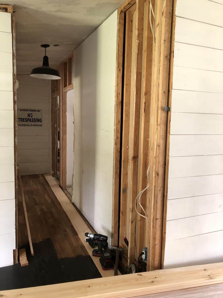 Shiplap a Mobile Home Hallway