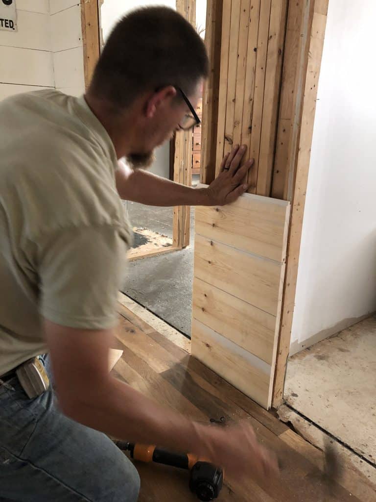 How to atttach shiplap to a mobile home wall