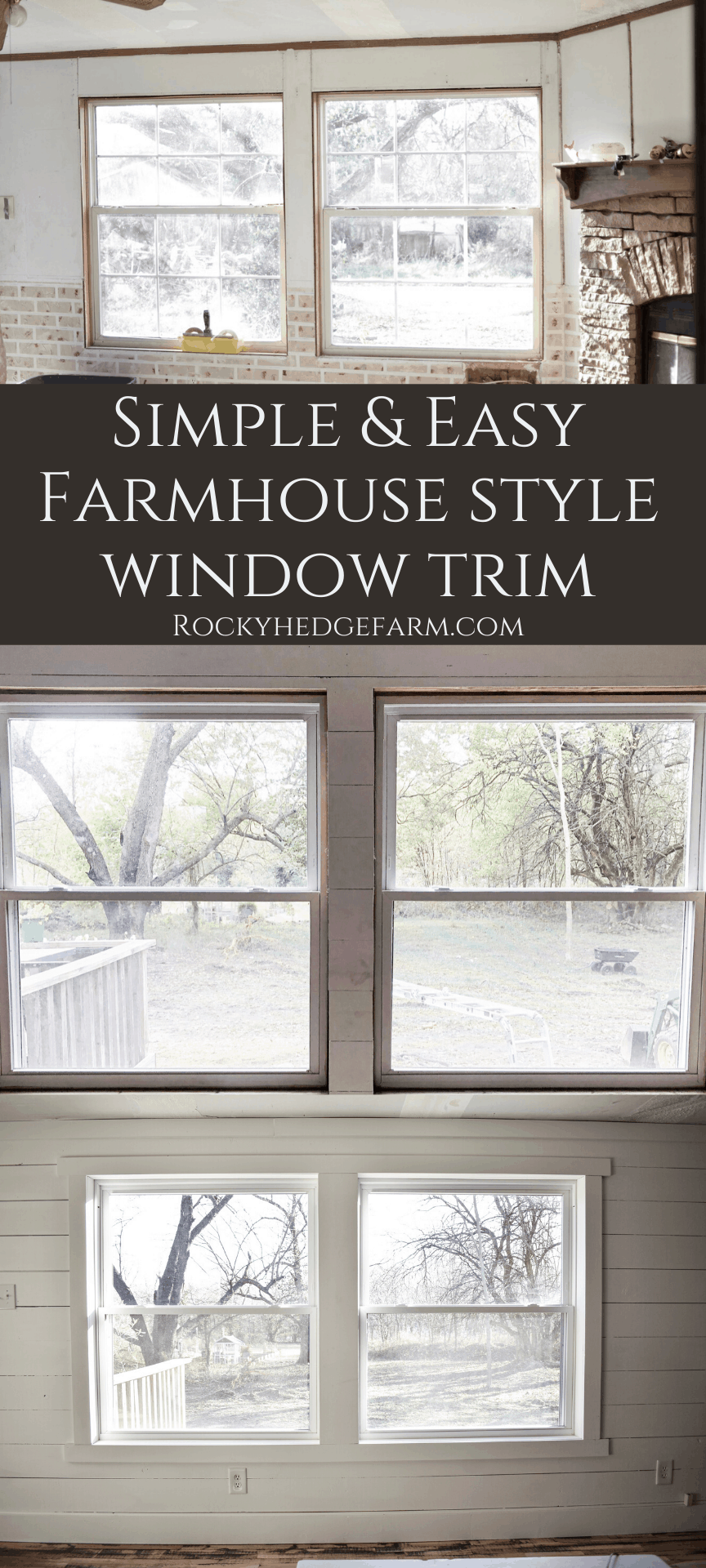 Simple Farmhouse Style Window Trim - Rocky Hedge Farm