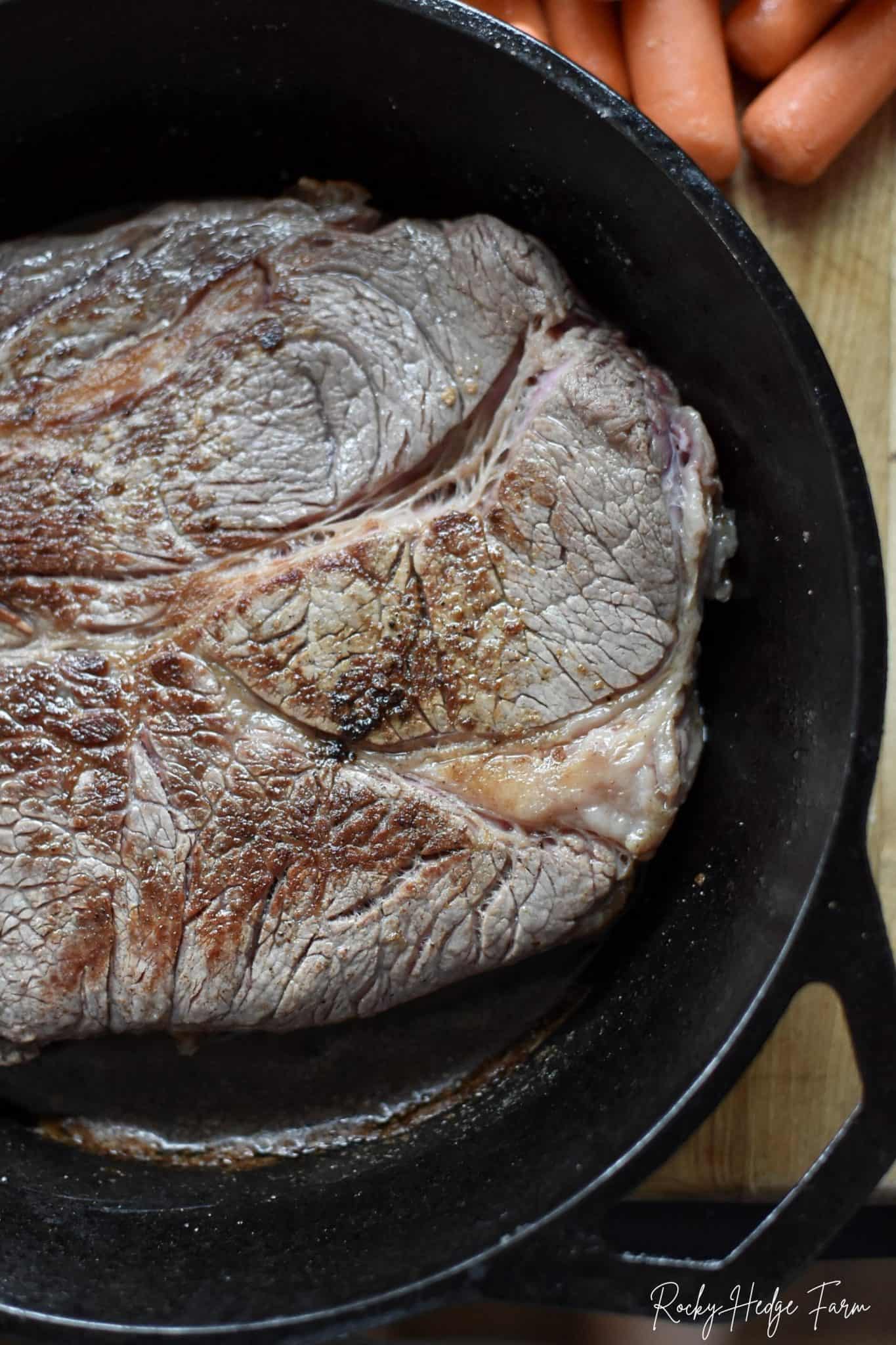 Dutch Oven Chuck Roast with Carrots and Potatoes Rocky Hedge Farm