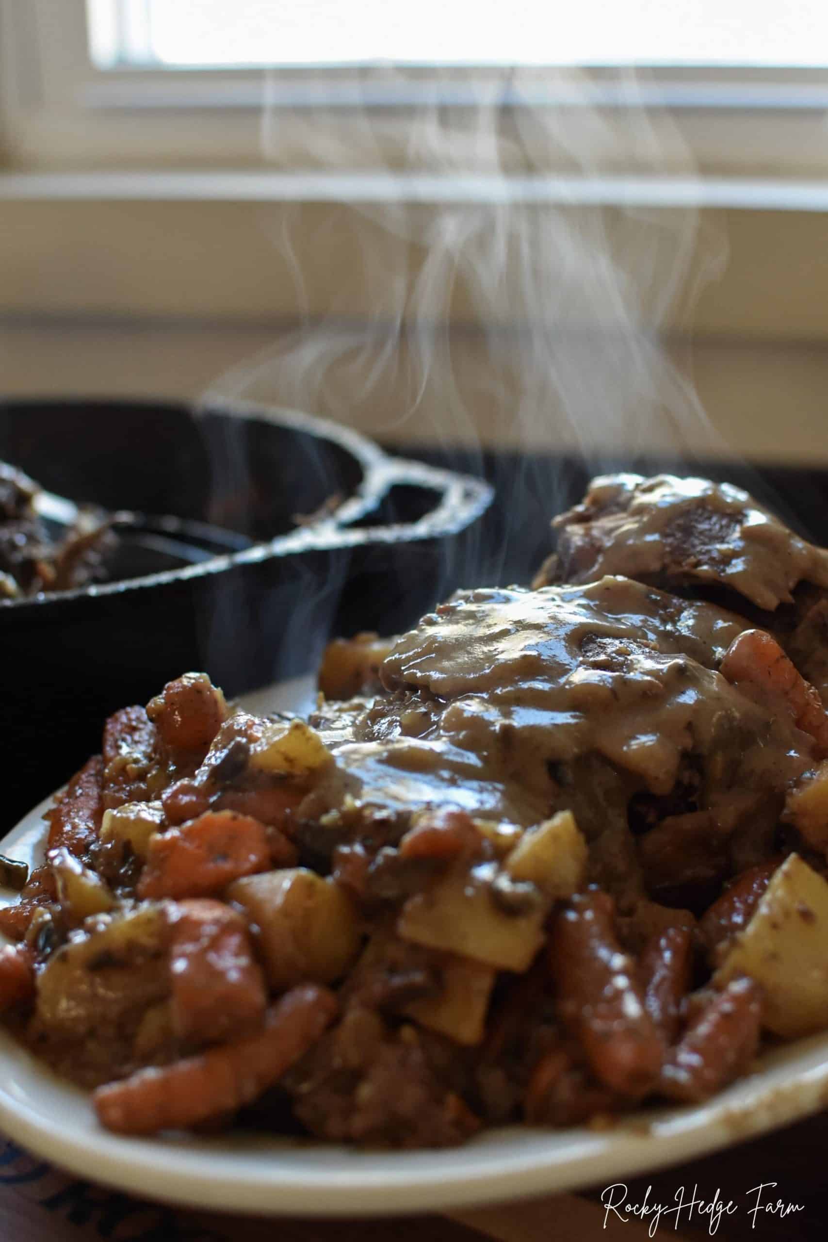 Dutch Oven Chuck Roast with Carrots and Potatoes Rocky Hedge Farm