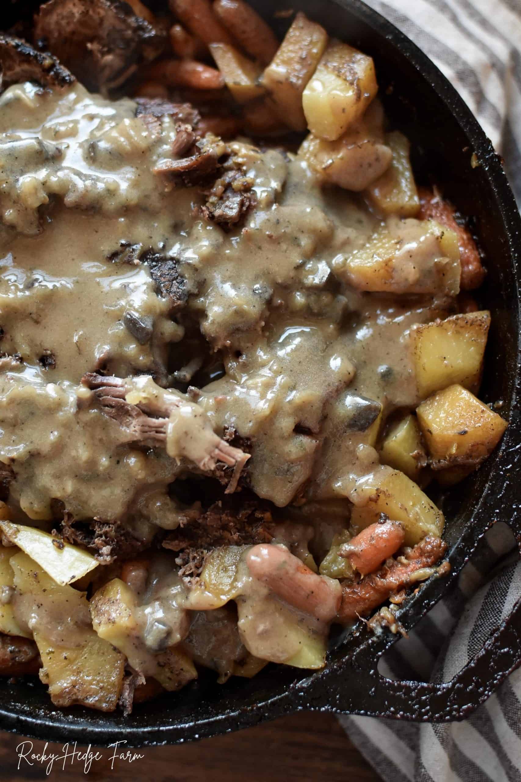 Dutch Oven Chuck Roast with Carrots and Potatoes Rocky Hedge Farm