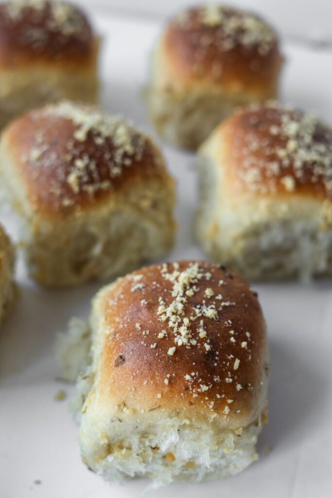 Freshly baked rosemary garlic rolls