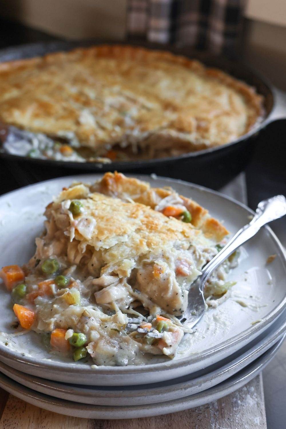 One Crust Chicken Pot Pie Baked in a Skillet - Rocky Hedge Farm