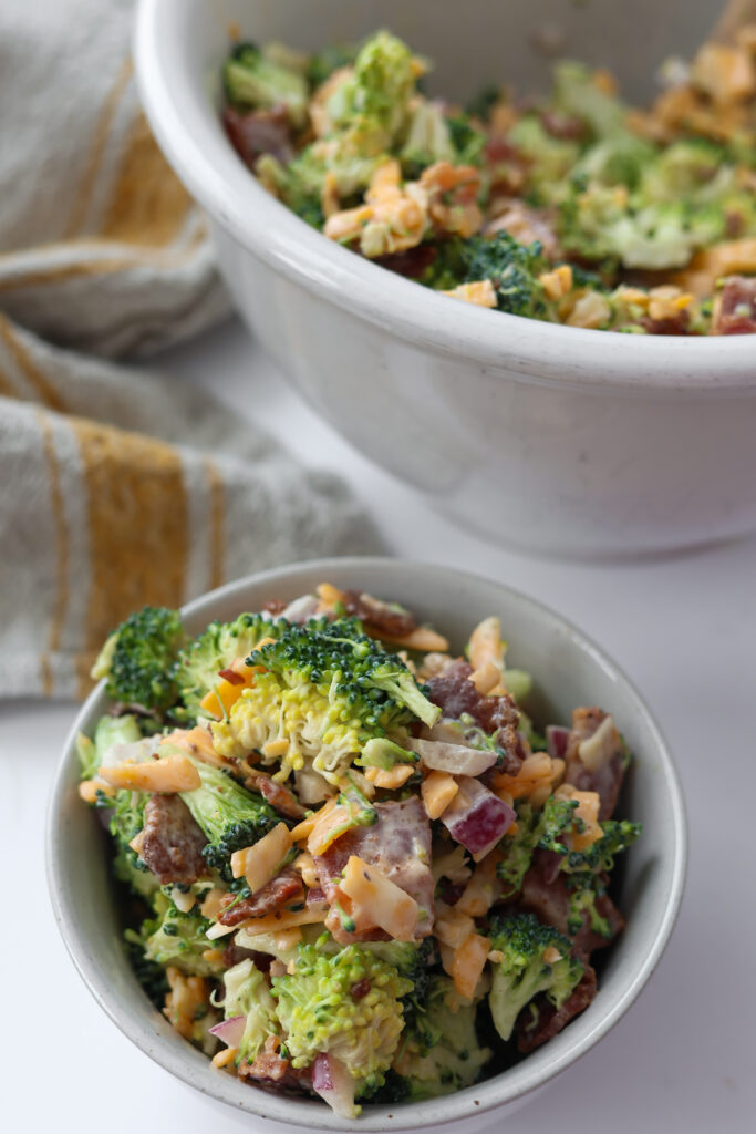 Homemade broccoli bacon and cheese salad from Rocky Hedge Farm